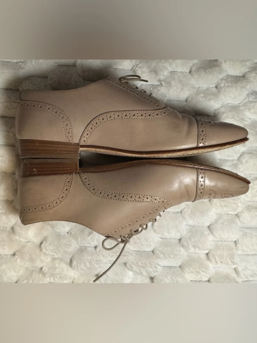 J. Crew Beige Leather Brogue Oxford